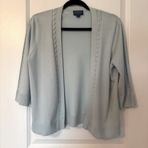 Pendleton Blue Silk Blend Open Front Medium Cardigan Sweater